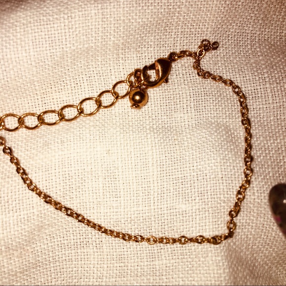 Rose golden three simulated lab diamond drop pendant necklace ext chain lobster - Picture 2 of 2